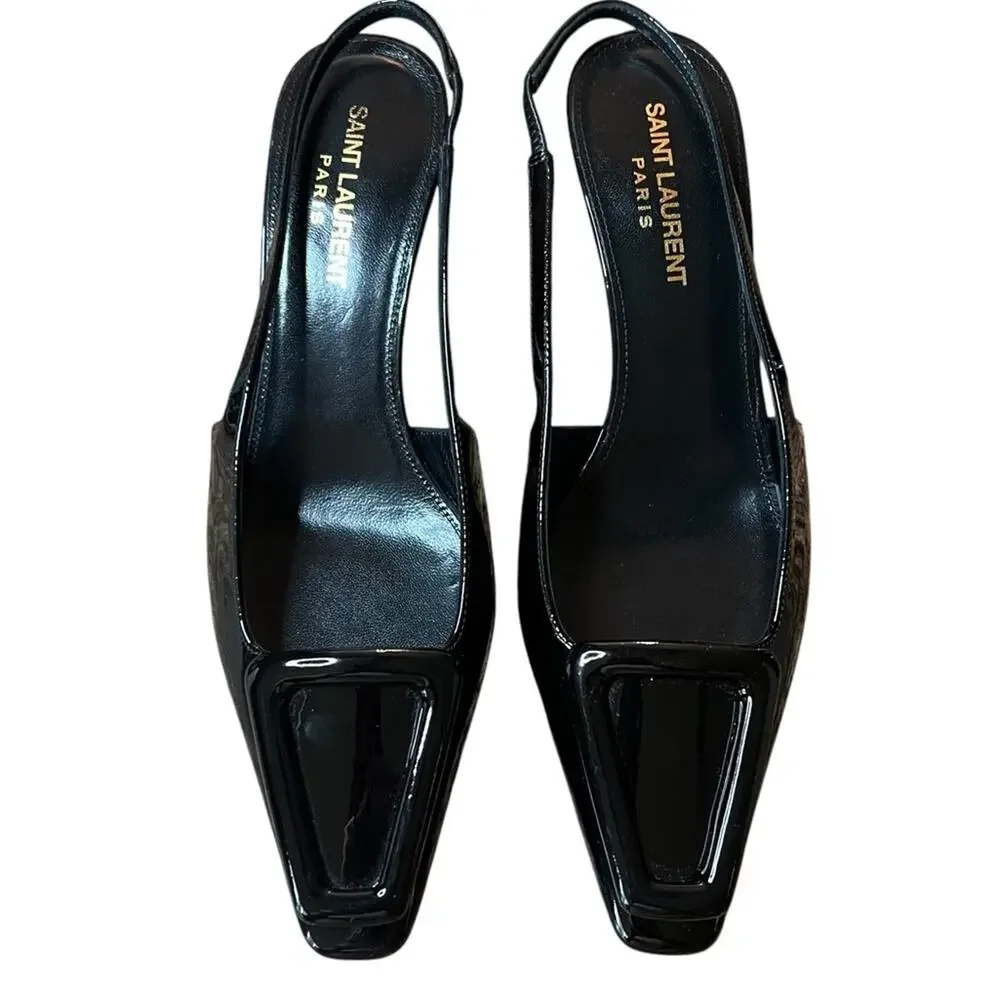 Saint Laurent Tom Slingback Pump 60 Black Patent Leather  NEW EU 36.5 US 6.5 - Picture 4 of 16